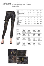 Load image into Gallery viewer, PT03302 steampunk band bronze hand rubbed winter women leather pants with zipper
