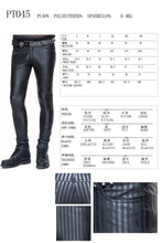 Load image into Gallery viewer, PT045 Autumn and winter men daily life style vertical stripes elastic punk leather trousers

