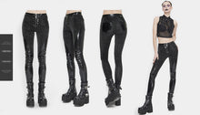 Load image into Gallery viewer, PT125 Women punk dark fringe patent leather spliced leggings
