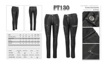 Load image into Gallery viewer, PT130 punk biker block-shaped patchwork hand-rubbed gray women leather pants
