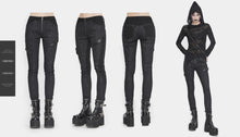 Load image into Gallery viewer, PT142 Cyberpunk circuit printed leather loops women pants
