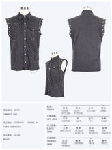 Load image into Gallery viewer, SHT007 club punk rock unedged sleeveless black men faded shirts with pocket
