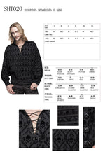 Load image into Gallery viewer, SHT020 Spring Gothic lace up neckline skull printed men shirt with braids
