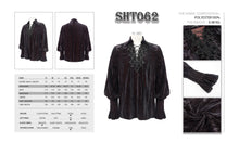 Load image into Gallery viewer, SHT062 black and red flocking lantern sleeve gothic loose version men velvet shirts
