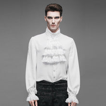 Load image into Gallery viewer, SJM127 punk wedding high collar Gothic chiffon men white shirts with bow tie
