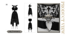 Load image into Gallery viewer, SKT09001 semilucent black Queen cross flocking printed sleeveless sexy women mesh dress
