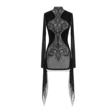 Load image into Gallery viewer, SKT096 Gothic party translucent embroidered flared sleeves sexy ladies velvet dress
