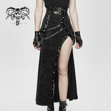 Load image into Gallery viewer, SKT101 High side slit design Japanese sexy girls black half skirts with adjusted loops
