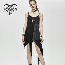 Load image into Gallery viewer, SKT103 daily asymmetrical Punk black gray torn broken holes knitted women slip dress
