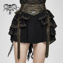 Load image into Gallery viewer, SKT107 Steampunk girls multi-layer wavy edges striped short half skirt with corset
