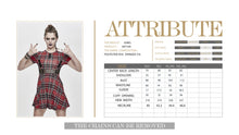 Load image into Gallery viewer, SKT109 daily life cool girls mesh waist stretchy mid-length Scottish red plaid dress with chains
