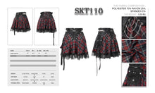 Load image into Gallery viewer, SKT110 Daily black and red young girls punk lace up Scottish plaid Tartan skirts with bag
