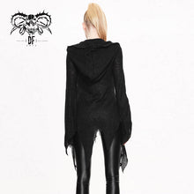 Load image into Gallery viewer, SR003 everyday wearing asymmetric knitwear zipper up black long women hooded cardigans
