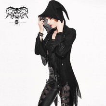 Load image into Gallery viewer, SR003 everyday wearing asymmetric knitwear zipper up black long women hooded cardigans
