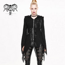 Load image into Gallery viewer, SR003 everyday wearing asymmetric knitwear zipper up black long women hooded cardigans
