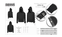 Load image into Gallery viewer, SR008 darkness asymmetrical sleeves designer men punk hooded sweater with loops
