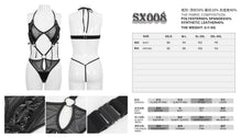 Load image into Gallery viewer, SX008 punk mesh black leather spliced one-piece sexy lingerie
