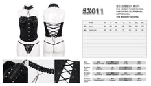 Load image into Gallery viewer, SX011 punk wild women patterned leather metallic sexy lingerie set with rivets
