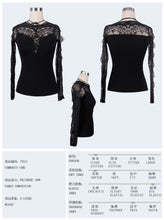Load image into Gallery viewer, TT012 Daily life Gothic pattern lace sleeves tied with rope sexy women T-shirts
