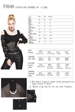 Load image into Gallery viewer, TT048 mesh spliced off the shoulder sexy women punk long sleeves T-shirts
