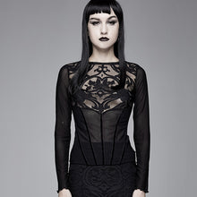 Load image into Gallery viewer, TT129 court Gothic flower pattern false girdle mesh sexy women T-shirt
