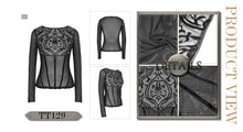 Load image into Gallery viewer, TT129 court Gothic flower pattern false girdle mesh sexy women T-shirt
