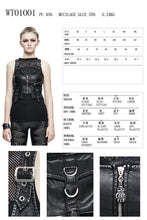 Load image into Gallery viewer, WT01001 Women black and silver punk short faded leather waistcoat with pockets
