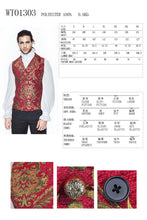 Load image into Gallery viewer, WT01303 devil fashion pirate costume Gothic patterned red and gold men short fitted waistcoats
