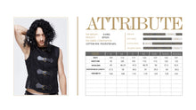 Load image into Gallery viewer, WT035 Men coarse texture woolen patchwork punk leather waistcoat with loops

