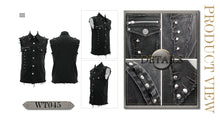 Load image into Gallery viewer, WT045 Summer worn out metallic bullet clip black punk rock sleeveless men shirts
