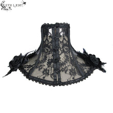 Load image into Gallery viewer, ECA003 Gothic accessory feather adjustable ribbons lace sexy women collar with rose flower
