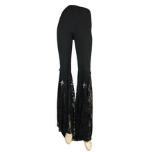 Load image into Gallery viewer, PT050 Gothic women cross decoration knit lace bell bottoms pants
