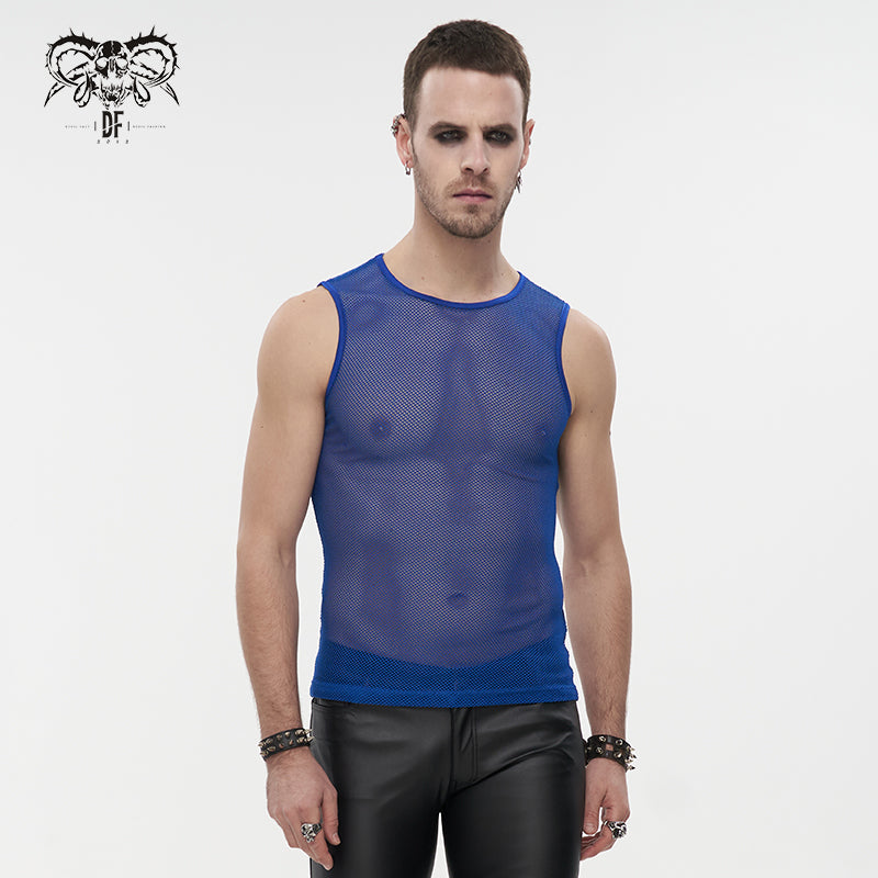TT19705 Blue Diamond-shaped net basic style men vest