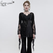 Load image into Gallery viewer, ETT027 Beaded collar lace appliqued Floral hip covered T-Shirt
