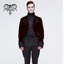 Load image into Gallery viewer, CT117 Gothic palace embroidered metal rivets wine dovetail coat for men
