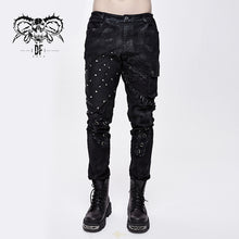 Load image into Gallery viewer, PT099 Men heavy metal patchwork hand painted distressed trousers with pockets
