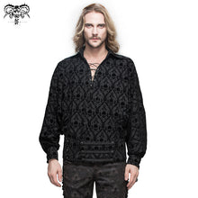 Load image into Gallery viewer, SHT020 Spring Gothic lace up neckline skull printed men shirt with braids

