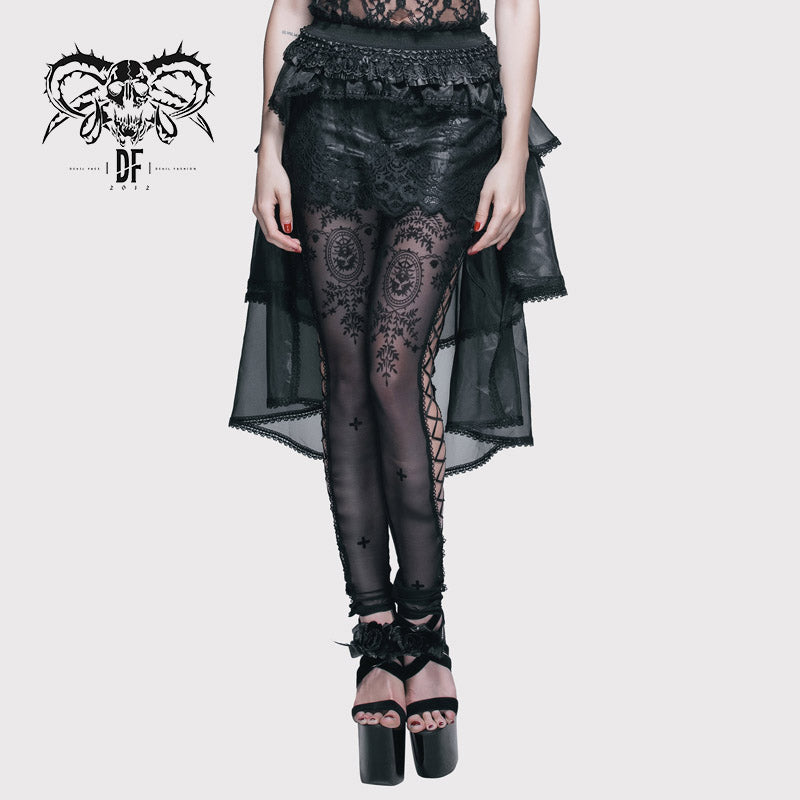 SKT016 Gothic elastic waist organza swing multi-layer lace sexy ladies puffy half skirt