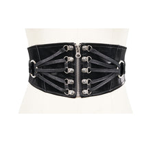 Load image into Gallery viewer, AS064 Punk women metallic zipper up black slim leather belts
