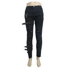 Load image into Gallery viewer, PT040 daily life wear men metallic punk broken holes trousers with loops
