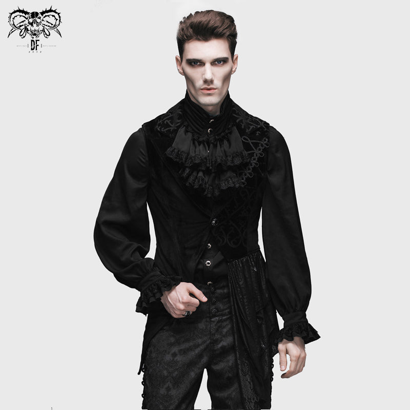 WT004 Gothic event floral chinese frog button lace up slim fit men short vests