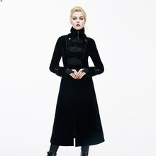 Load image into Gallery viewer, CT06101 Gothic black patchwork big chinese frog velveteen women long coat
