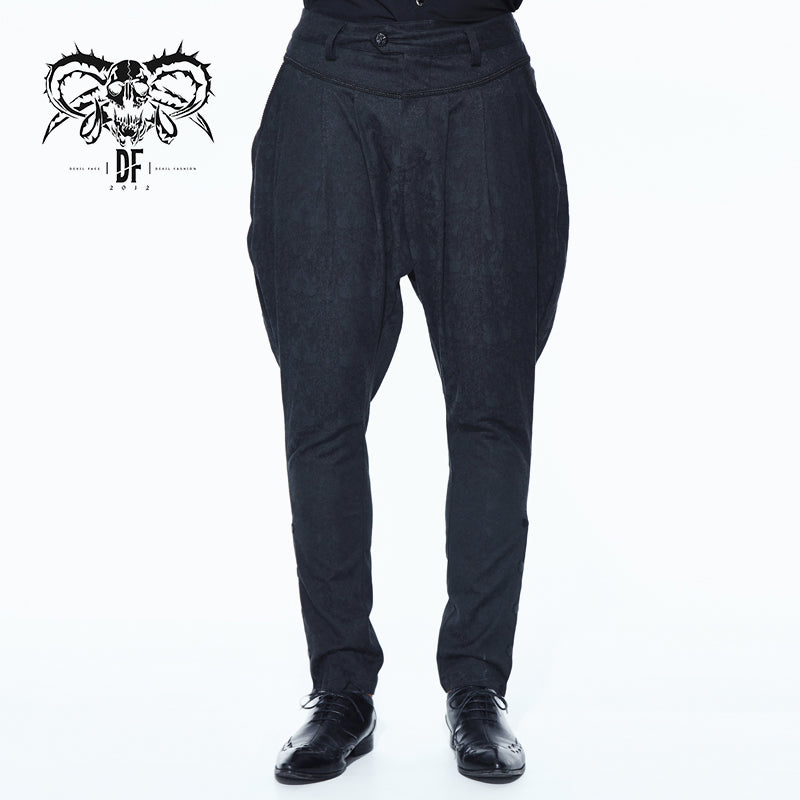 PT080 European stylish gothic jacquard oversize black breeches men trousers