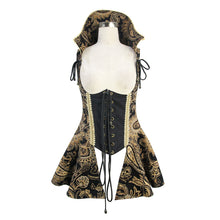 Load image into Gallery viewer, WT018 apricot paisley printing bare breast elegant women lace up gothic waistcoat
