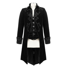 Load image into Gallery viewer, CT02801 Men black gothic hand-embroidered fake two pieces velvet coats
