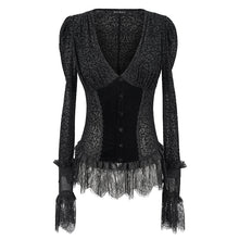 Load image into Gallery viewer, SHT056 Gothic flocking pattern knitted blouse
