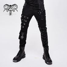 Load image into Gallery viewer, PT100 punk heavy metal lace up leg torn men trousers with loops
