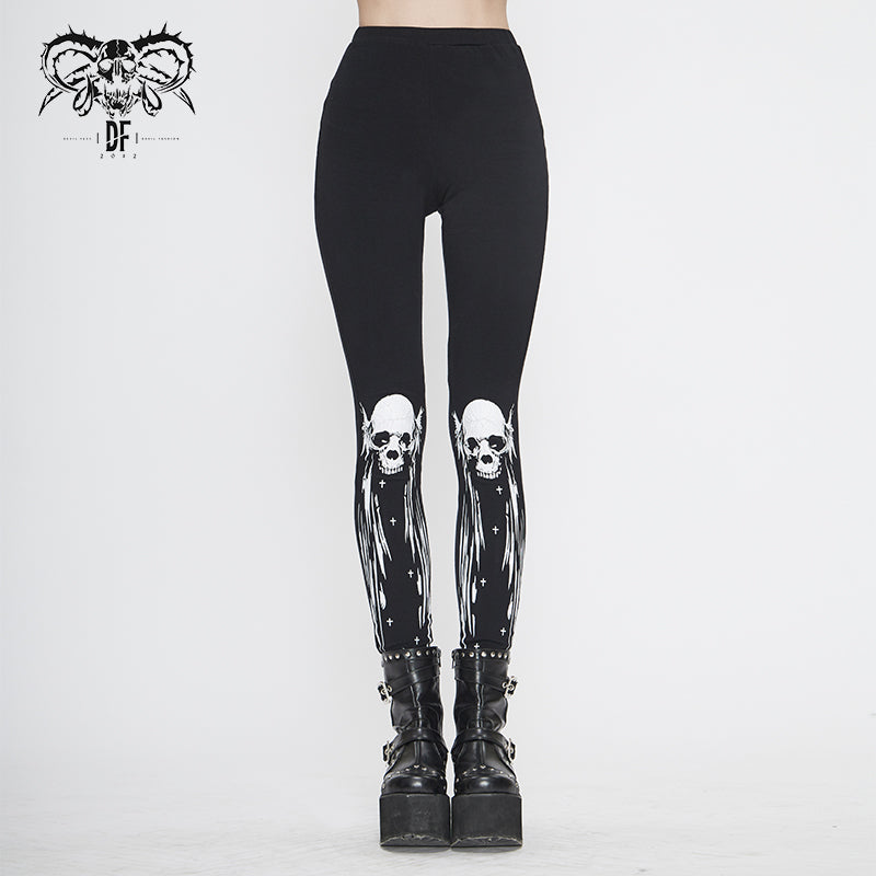 PT136 Punk skull-wing printed leggings