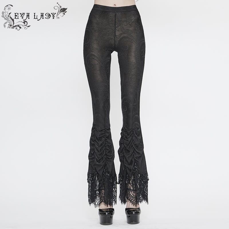 EPT006 Lace beaded pleated gothic leggings