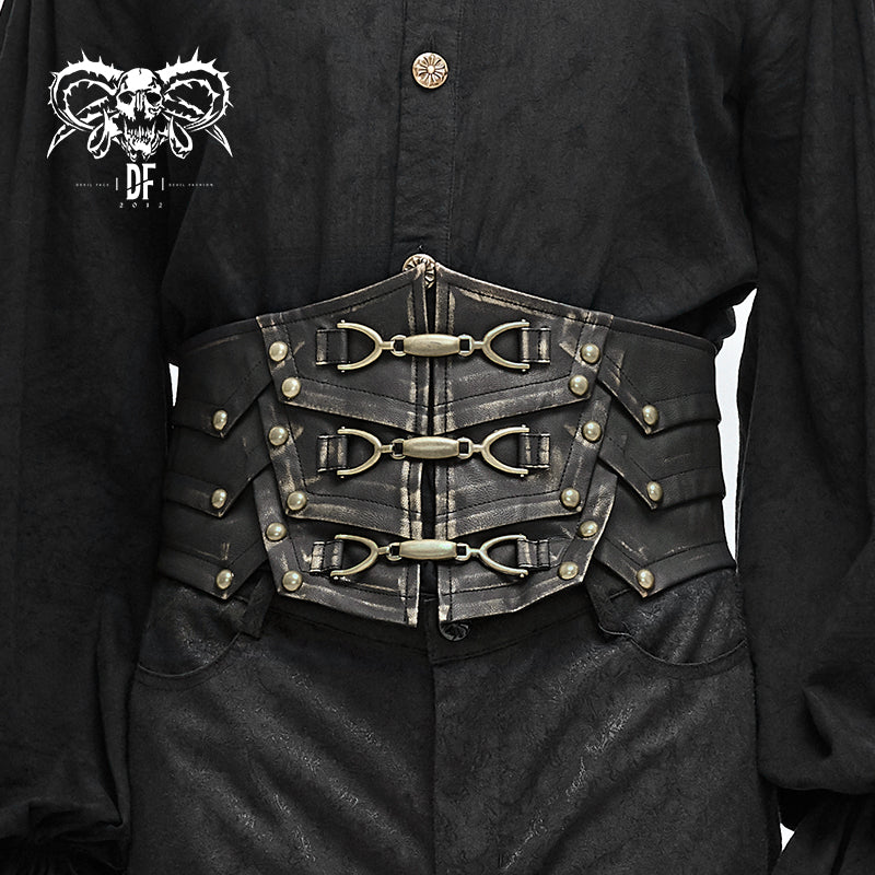 AS06102 metallic bronze steampunk rock men leather belts